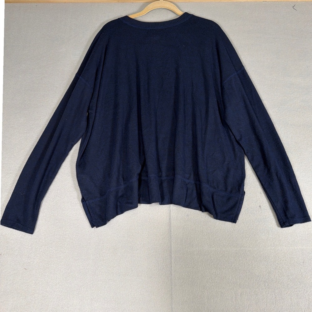 Lucky Brand Womens XL Navy Blue Long Sleeve Oversized Crew Neck Pullover Top - Picture 6 of 9